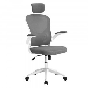 Ergonomikus irodai szék deréktámasszal, fejtámlával, szürke