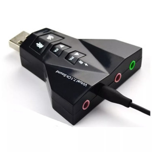 Külső USB 2.0 hangkártya, 7.1 csatorna, hangerő + némító gomb, fekete