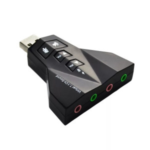 Külső USB 2.0 hangkártya, 7.1 csatorna, hangerő + némító gomb, fekete