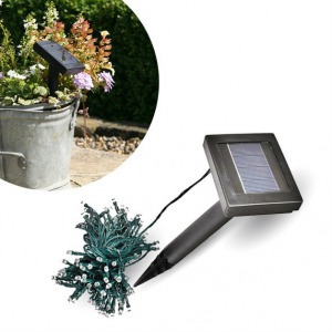 100 LED-es napelemes kerti fényfüzér, melegfehér- 11,40 m