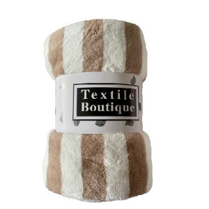 Puha törölköző szett, barna/pink/zöld csíkos - 3 db - MS-512