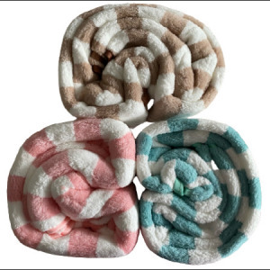 Puha törölköző szett, barna/pink/zöld csíkos - 3 db - MS-512