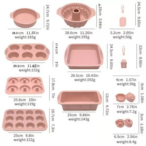 21 db-os szilikon sütőforma és kiegészítő szett rózsaszín