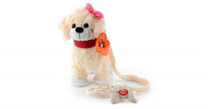 Pórázzal vezethető kutyus bézs színű