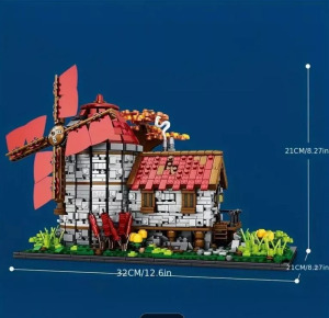 2296 db-os Középkori szélmalom építőjáték - nagyméretű épületmodell