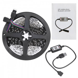 Lebit színváltós USB LED szalag mobiltelefonos távirányítással 1m