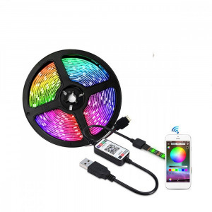 Lebit színváltós USB LED szalag mobiltelefonos távirányítással 1m