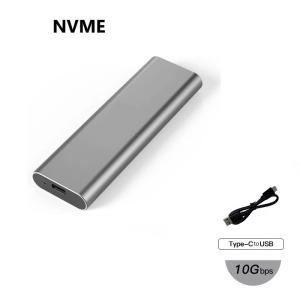 Külső M.2 SSD merevlemez ház, USB 3.1 10Gbps, USB-C max 2TB ezüst alumínium