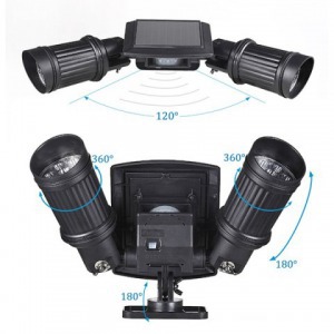 Két ágú szolár LED lámpa mozgásérzékelővel