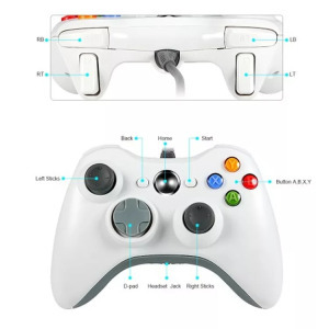 USB Gamepad, PC, PS3 kompatibilis, gaming kontroller, vezetékes, fehér