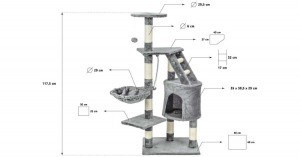 Funfit 5 szintes macska szórakoztató központ és Kaparófa #szürke