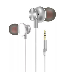 Vezetékes fülhallgató, beépített mikrofon, hívásfogadás, 3,5mm jack, szürke