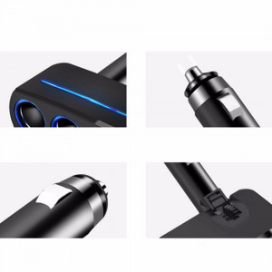 Autós szivargyújtó elosztó, 2 USB bemenettel, 120W