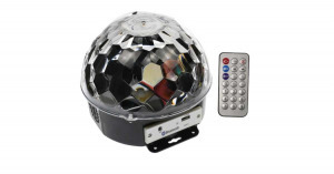 Bluetooth discogömb távirányítóval, USB, Bluetooth hangszóró és party fény
