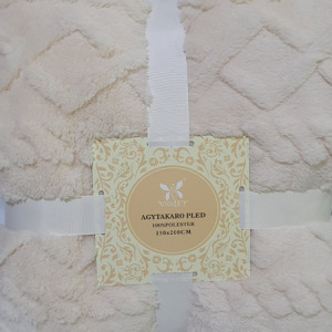 Luxus 2 rétegű ágytakaró/pléd 150x200cm - krém - MS-945