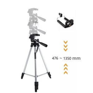 Tripod állvány fényképezőgéphez, okostelefonhoz, 330A, akár 135cm, ezüst