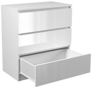 Thirassia M3 fiókos szekrény, 70x75x40 cm, fényes fehér