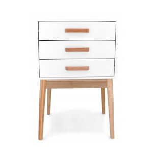 Skandináv stílusú komód 3 fiókkal - fehér