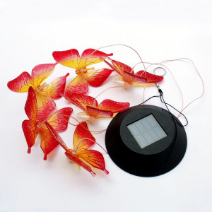 Világító pillangós szélcsengő (napelemes) lila-sárga