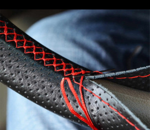 Felvarrható kormányvédő - piros+fekete