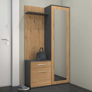 Riano Mix Duo előszobafal, 100x180x35 cm, antracit-tölgy Riano Mix Duo előszobafal, 100x180x35 cm, antracit-tölgy
