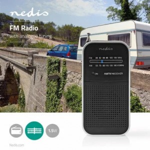 Nedis FM rádió, hordozható, elemes áramellátás, analóg ,1.5 W