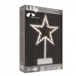 Dekortrend Csillag Ablakdísz, 20 melegfehér LED, elemes
