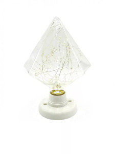 Kristály formájú színes LED, E27 üvegbúra, zöld-piros-kék-sárga ünnepi fény