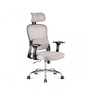 Ergonomikus irodai forgószék kartámaszokkal, deréktámasszal, hálós anyaggal, szürke