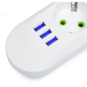 3-as hálózati elosztó 3 USB csatlakozóval fehér F-03U