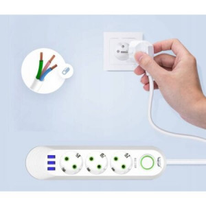 3-as hálózati elosztó 3 USB csatlakozóval fehér F-03U