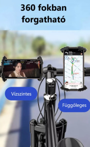Kerékpáros motorkerékpáros mobiltelefontartó, kormányra 360°-ban forgatható