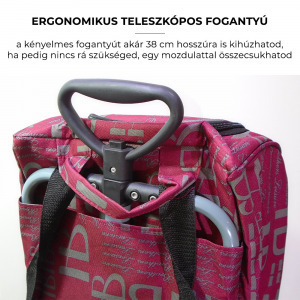 Multifunkciós gurulós bevásárlókocsi lehajtható üléssel, hőtartó béléssel