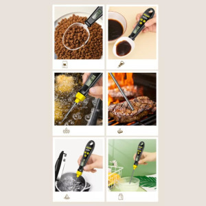 Aneng 2az1ben digitális konyhai mérőkanál és hőmérő, LCD, 0.5~500g, fekete