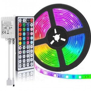 Színes 5m-es 5050 RGB LED szalag készlet, 44 gombos távirányítóval Színes 5m-es 5050 RGB LED szalag készlet, 44 gombos távirányítóval