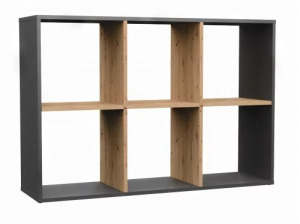 Riano MIX Malax 2x3 polc, 75x110x30 cm, antracit-tölgy