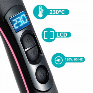 Elektromos hajegyenesítő fésű, fekete