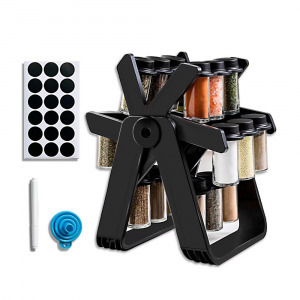 Forgatható konyhai polc fűszertartó, 18 fűszeresüveggel