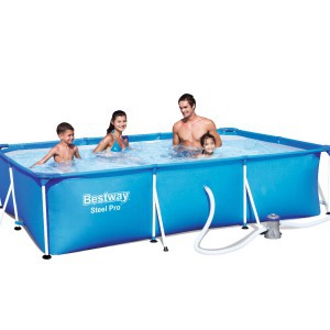 Bestway AMALFI szögletes fémvázas medenceszett 300 x 201 x 66 cm