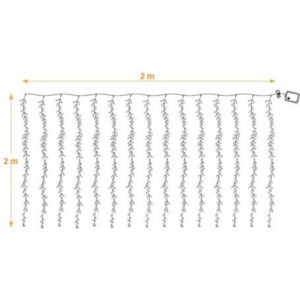 2x2 méteres ledes fényfüggöny apró zöld levelekkel, 8 programos, sorolható, kék