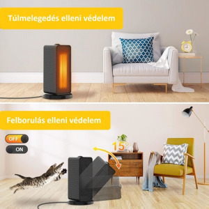 Asztali hősugárzó, ventilátor, oszcilláló funkcióval, 1200w