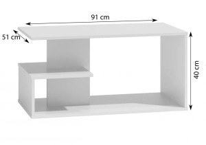 Drohmo Dallas dohányzóasztal, 91x40x51 cm, fehér