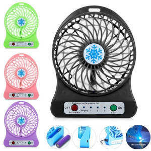 Mini hordozható akkus ventilátor LED fénnyel