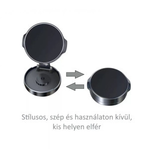 Autós mágneses YG16 mobiltelefontartó műszerfalra/szélvédőre, ezüst-fekete
