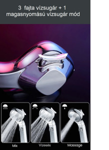 Magasnyomású többfunkciós zuhanyrózsa ezüst