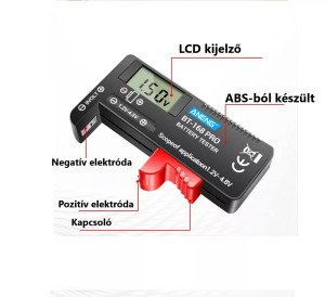 Aneng BT-168 digitális elemteszter, ceruzaelem 1,2~4,8V, gombelem, hasáb 9V
