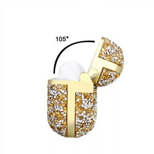 AirPods Pro csillogó kristályos védőtok + kulcstartó karika, csillámló arany