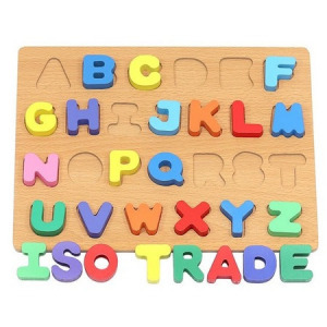 Színes fából készült ABC puzzle készségfejlesztő játék