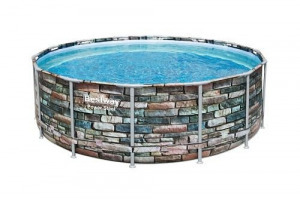 CURACAO 427x 122 cm kő hatású fémvázas medence szett