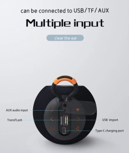 Bluetooth hangszóró, v5.0, vízálló, MicroSD kártya olvasó, fekete